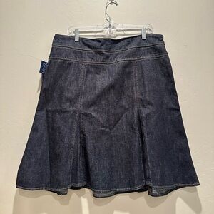 NWT Chaps Denim Dark Wash Pleated‎ Skirt Size 14 100% Cotton Western Summer